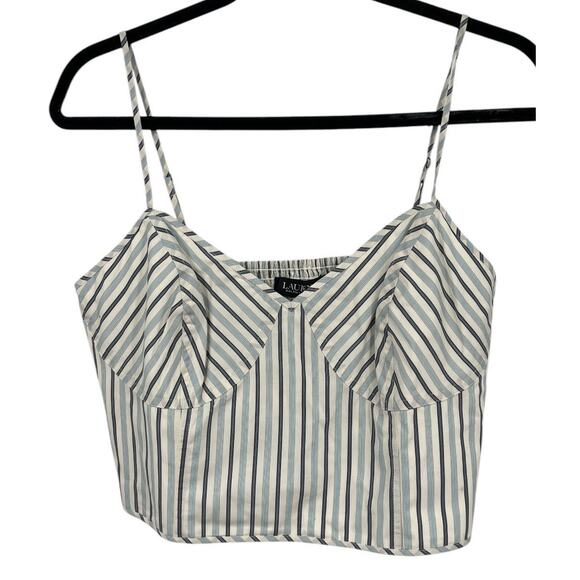Lauren Ralph Lauren top stripe v neck sleeveless blouse size 14 - Picture 2 of 5